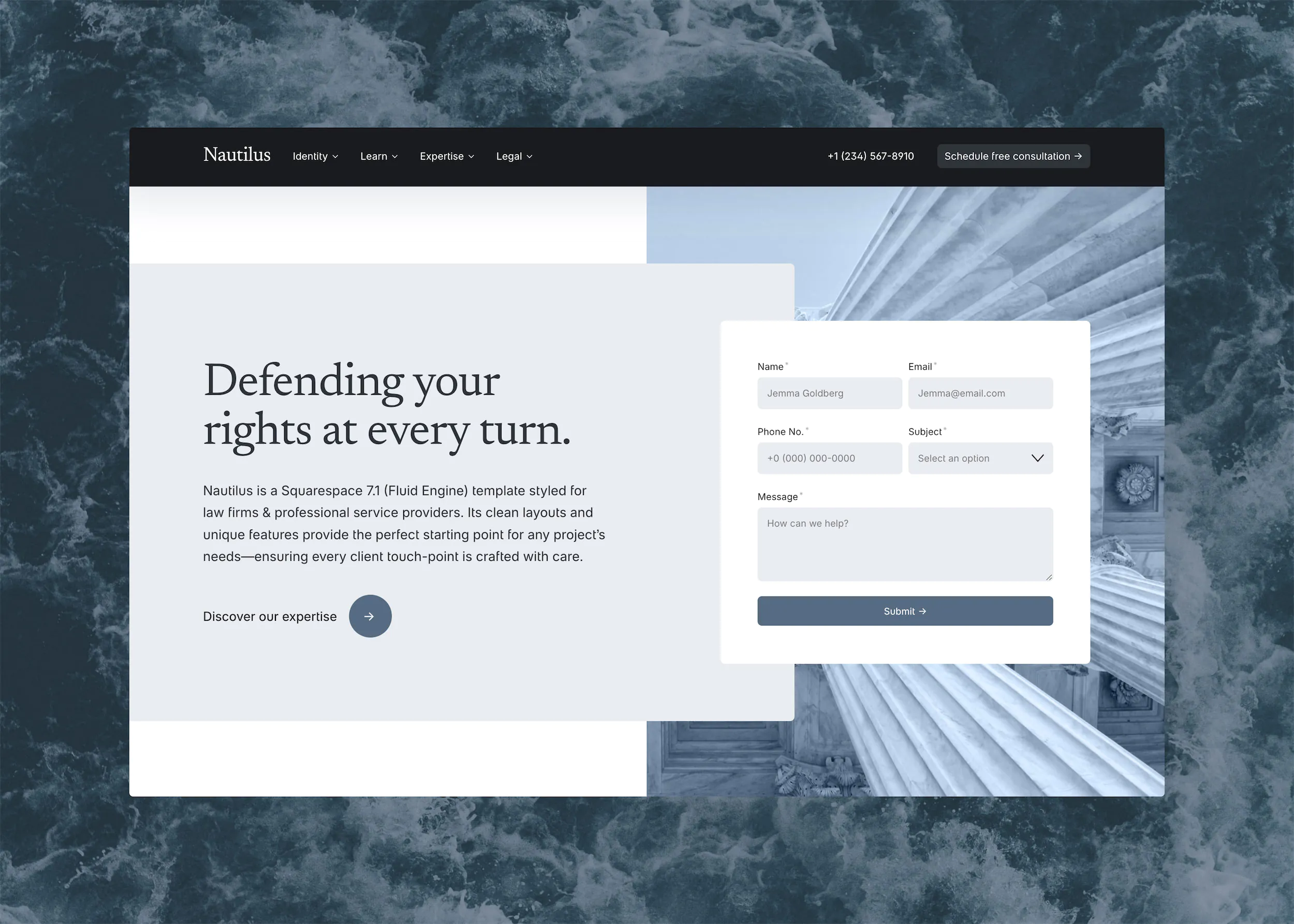 Studio Mesa | Nautilus Squarespace Template for Law Firms